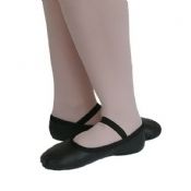 Boys Premium Black LEATHER Ballet Shoes - Pre-sewn Elastics